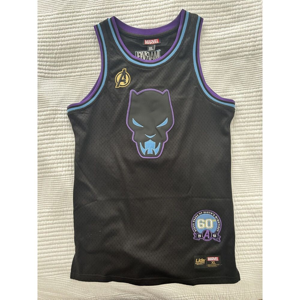 Marvel Lids Black Panther Basketball Jersey Mens XL T’Challa Avengers 60th